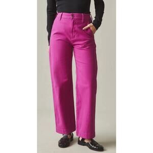 American Giant Wide Leg Pants Fuchsia High Rise USA Size 12